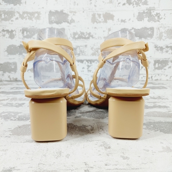 New Franco Sarto Laina Beige  Block Heel Strappy Sandal V726 - Picture 6 of 12